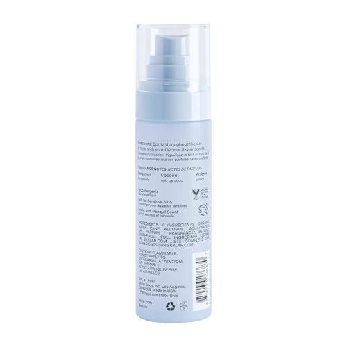 Skylar Coconut Cove mist applied to skin for a light daily aroma