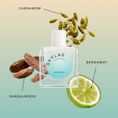 Cap detail of Skylar Isle Escape with premium packaging look.