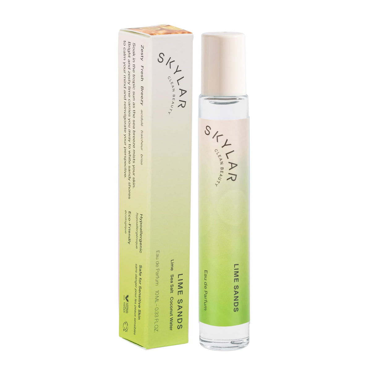 Skylar Lime Sands EDP bottle front, portable fragrance for daily wear.