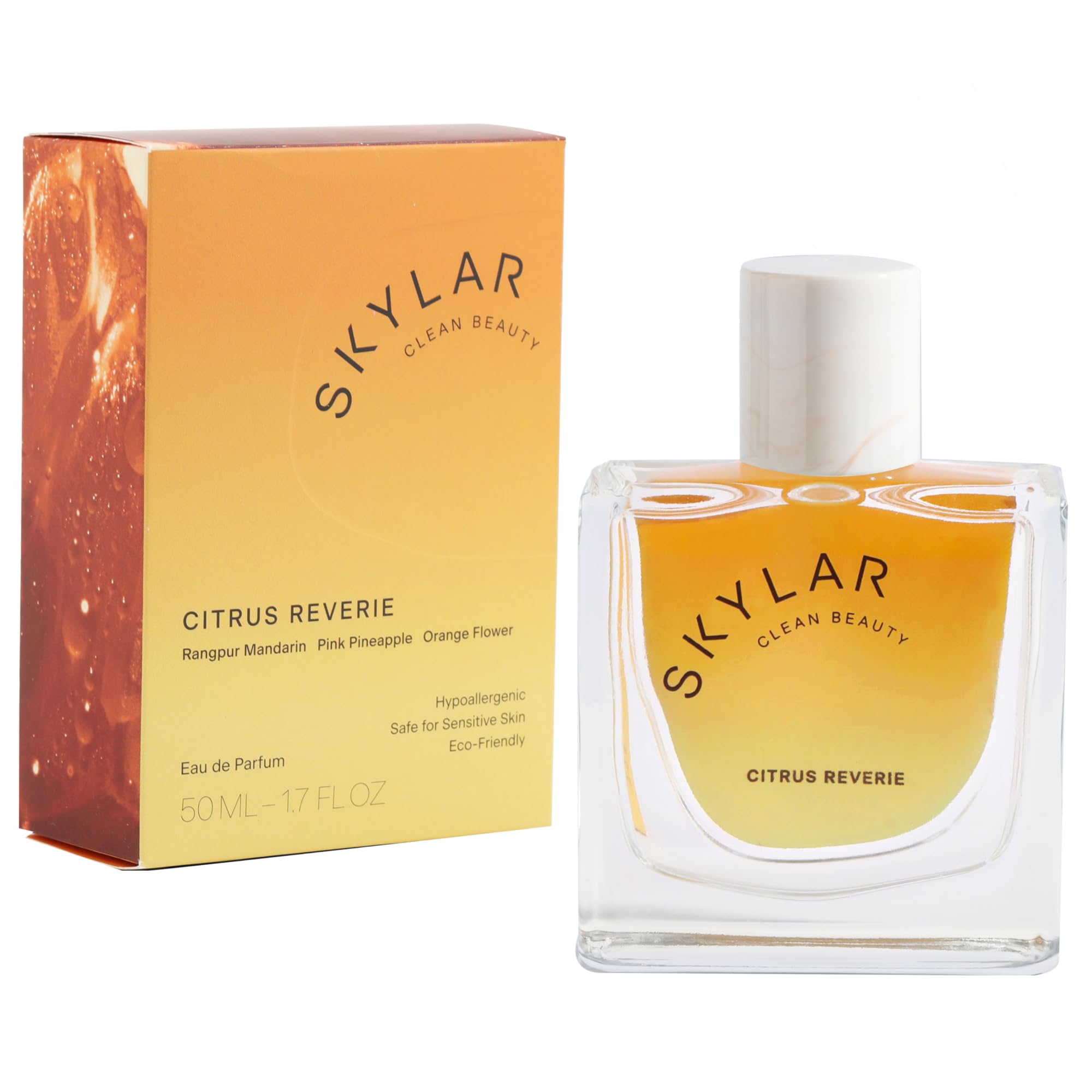 Skylar New Citrus Reverie bottle on white background showcasing clean, refreshing scent