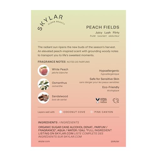 Skylar Peach Fields bottle side view, sleek design for on-the-go moments.