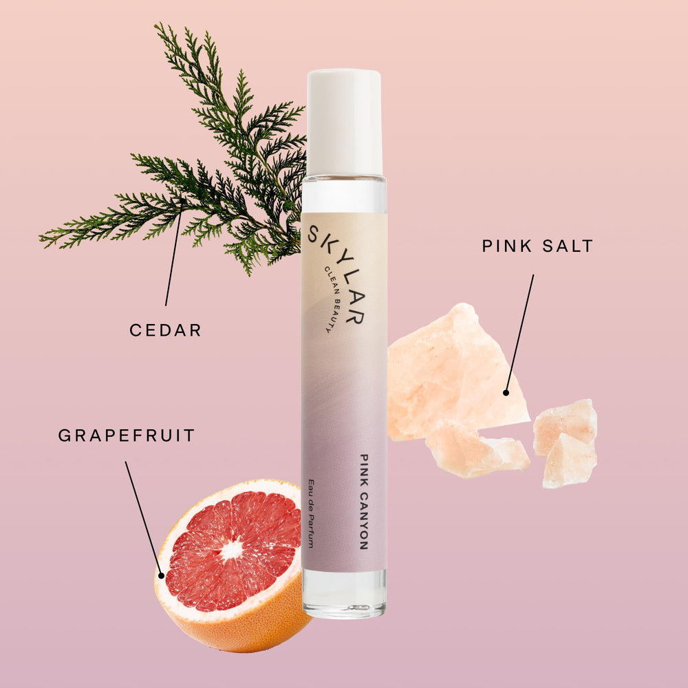 Skylar Pink Canyon box packaging highlights cruelty-free and vegan fragrance values.
