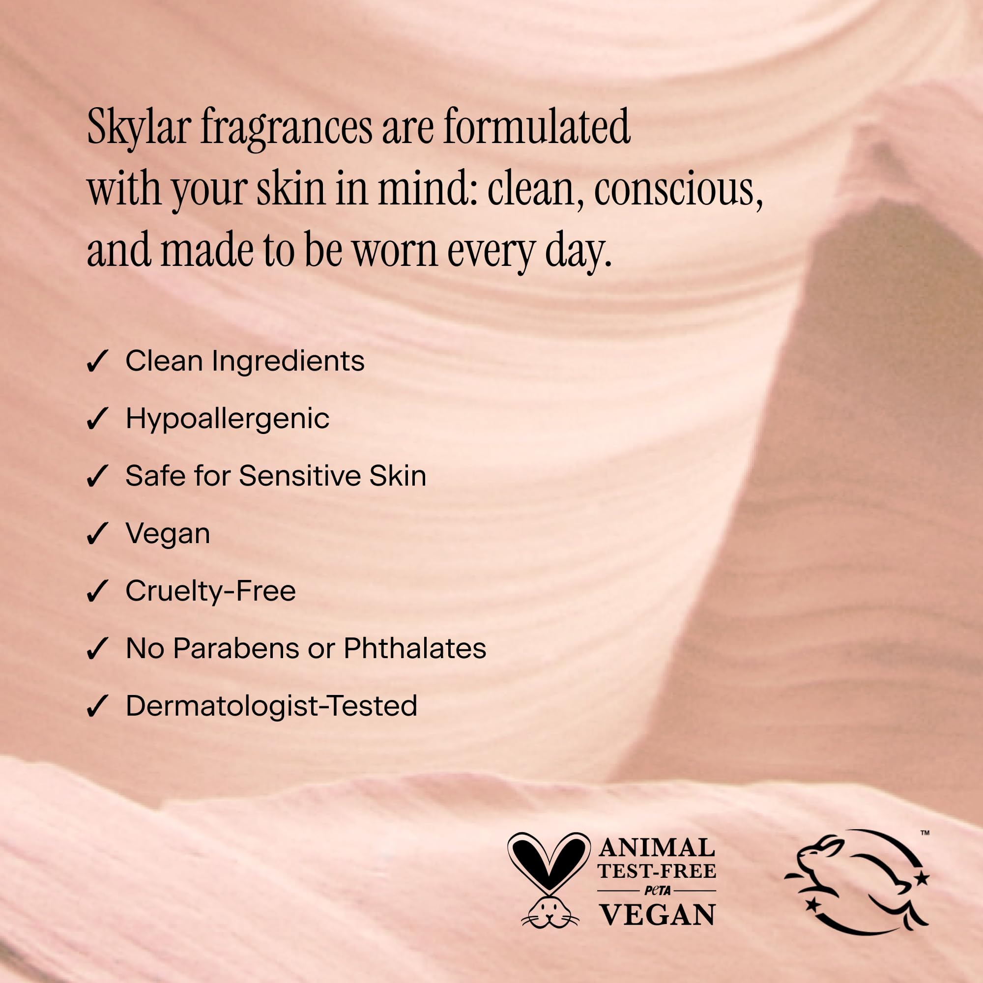 Skylar Pink Canyon tiny vial on white backdrop for travel scent.