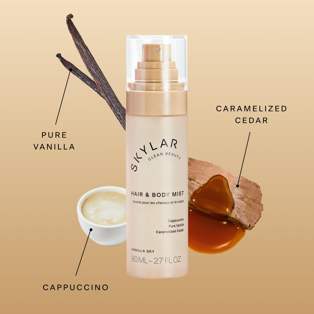 Skylar Vanilla Sky Mist on skin for a soft veil