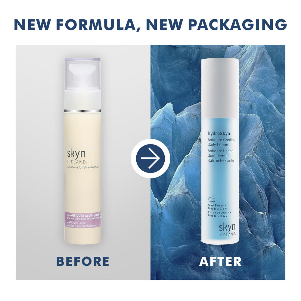 Pump dispenser of Skyn ICELAND Antidote Cooling Daily Lotion ready for application
