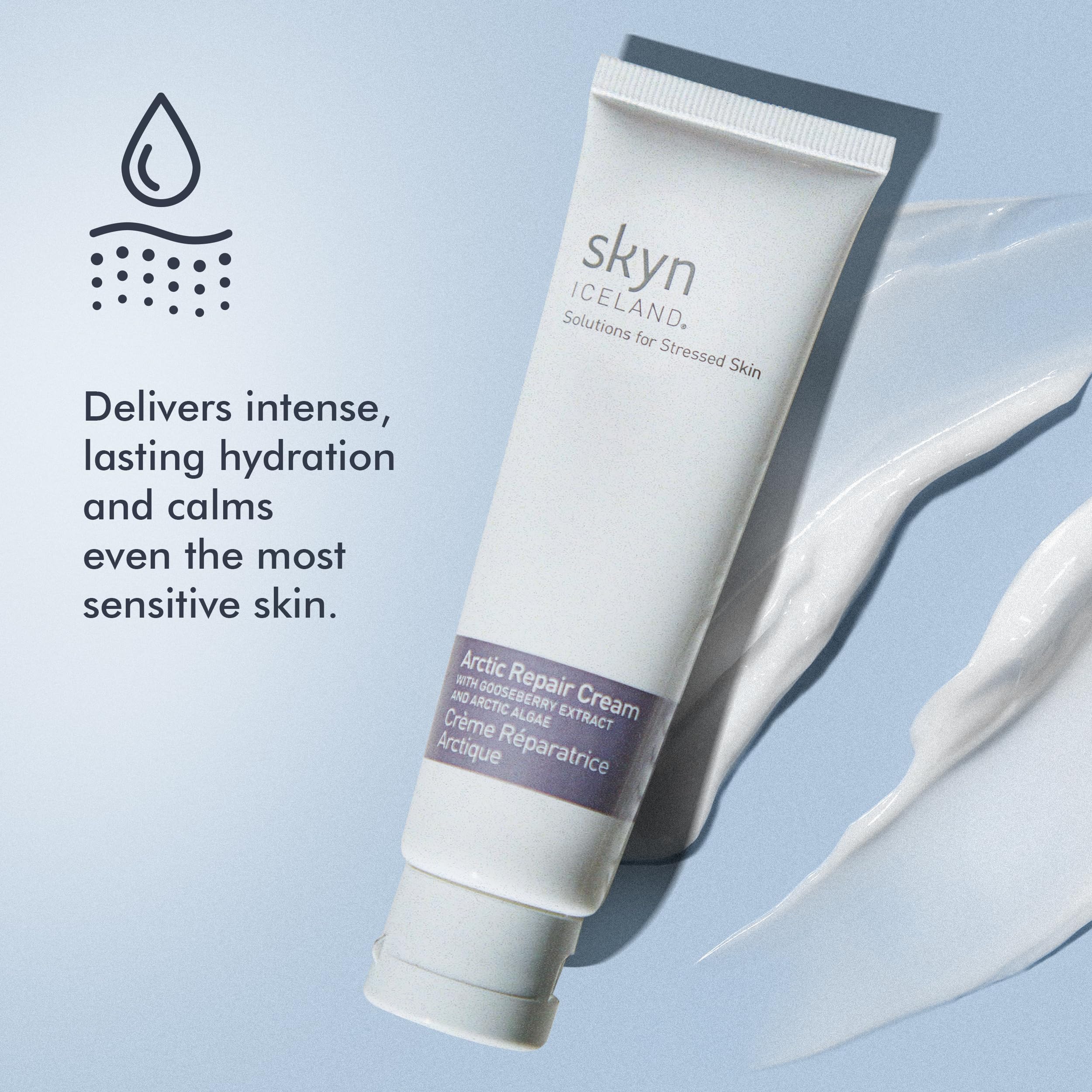 Application on the face with Arctic RePair cream for gentle hydration