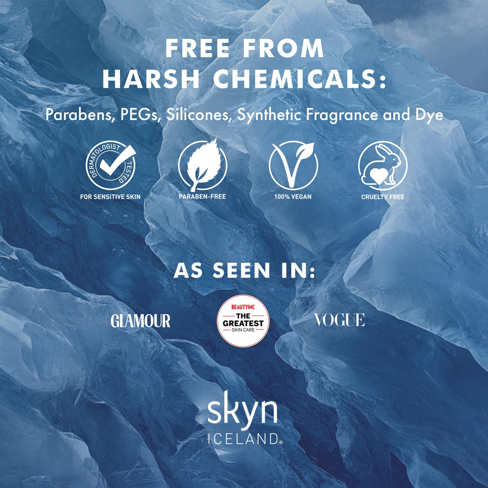 Skyn Iceland product packaging on vanity ready for routine and daily protection.