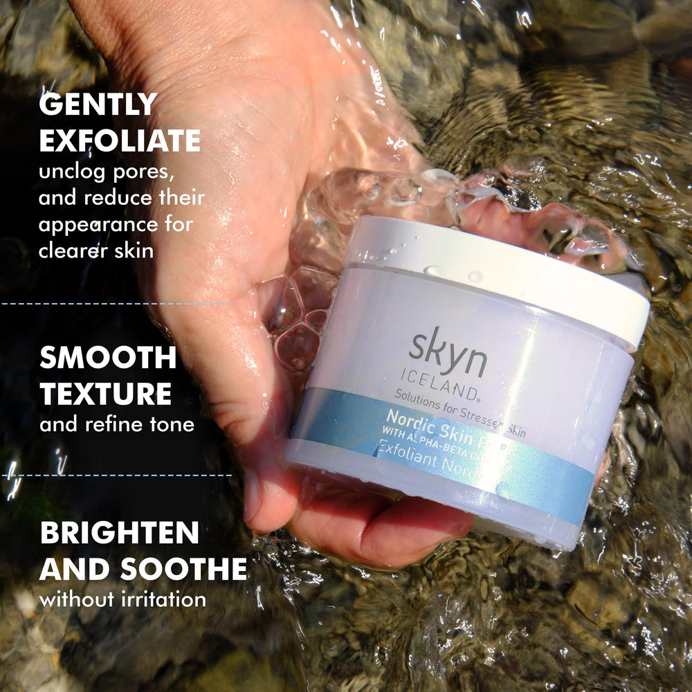 Skyn ICELAND Nordic Skin Peel pad applied to skin for even application