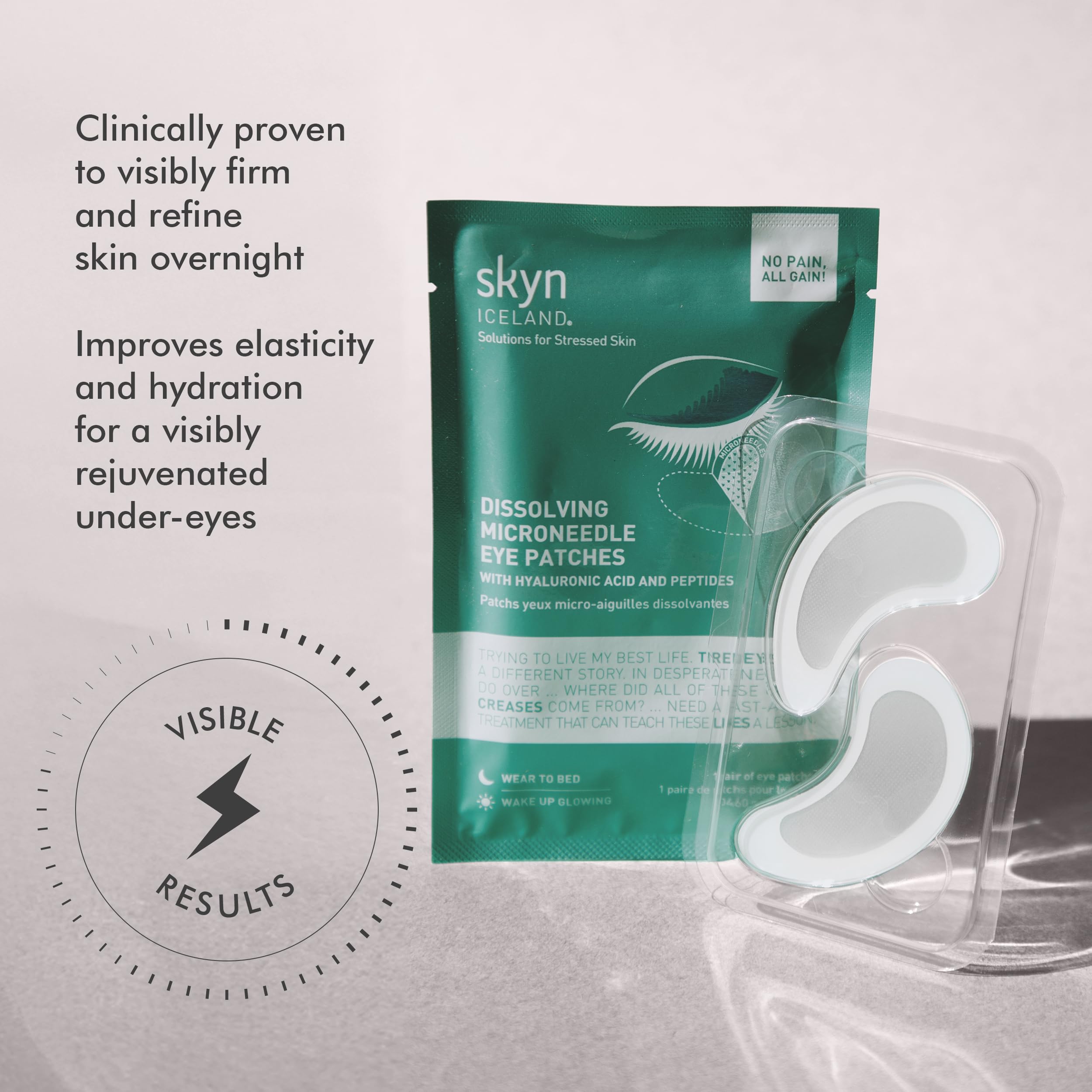 Applying Skyn ICELAND under-eye patch on the face for hydration