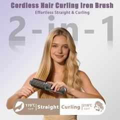 SL Euthtion cordless hair curling iron brush battery-powered use in real-life styling scenarios
