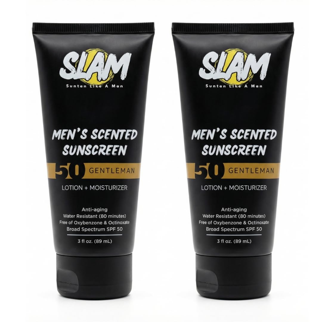 Slam Lotion GentleMan sunscreen bottle for daily protection and scent