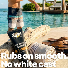 SLAM Lotion SPF 50 on skin with 80-minute water resistance during activity