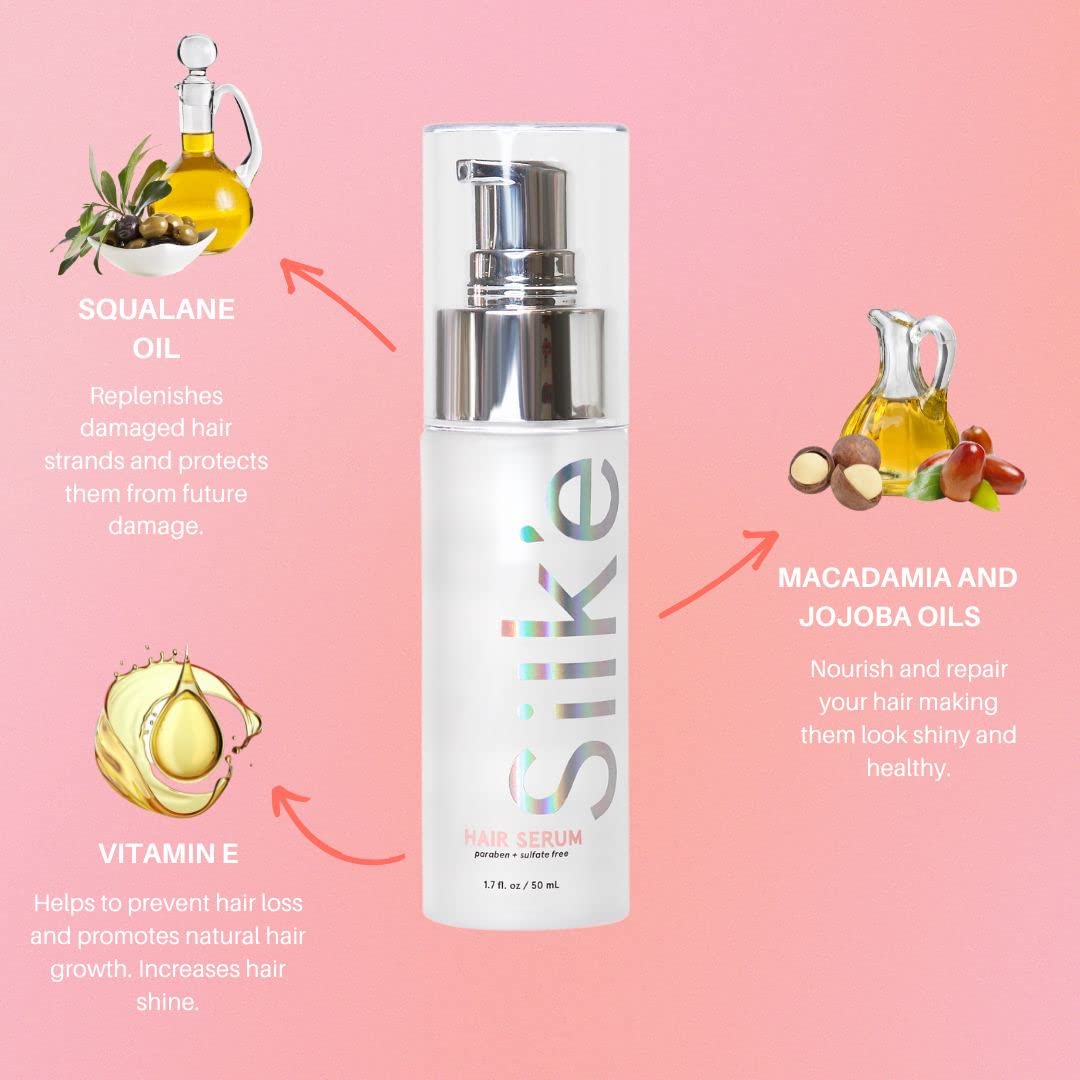 Sleek'e Silk'e serum texture applied for smooth, frizz-free hair.