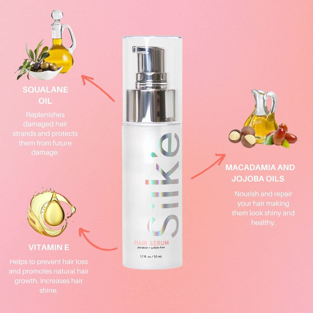 Sleek'e Silk'e serum texture applied for smooth, frizz-free hair.