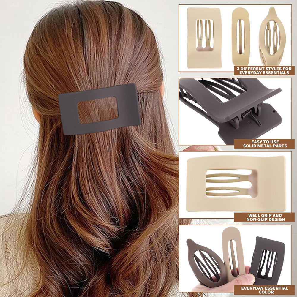 Slevaty square flat-back clip ideal for secure, casual to formal looks