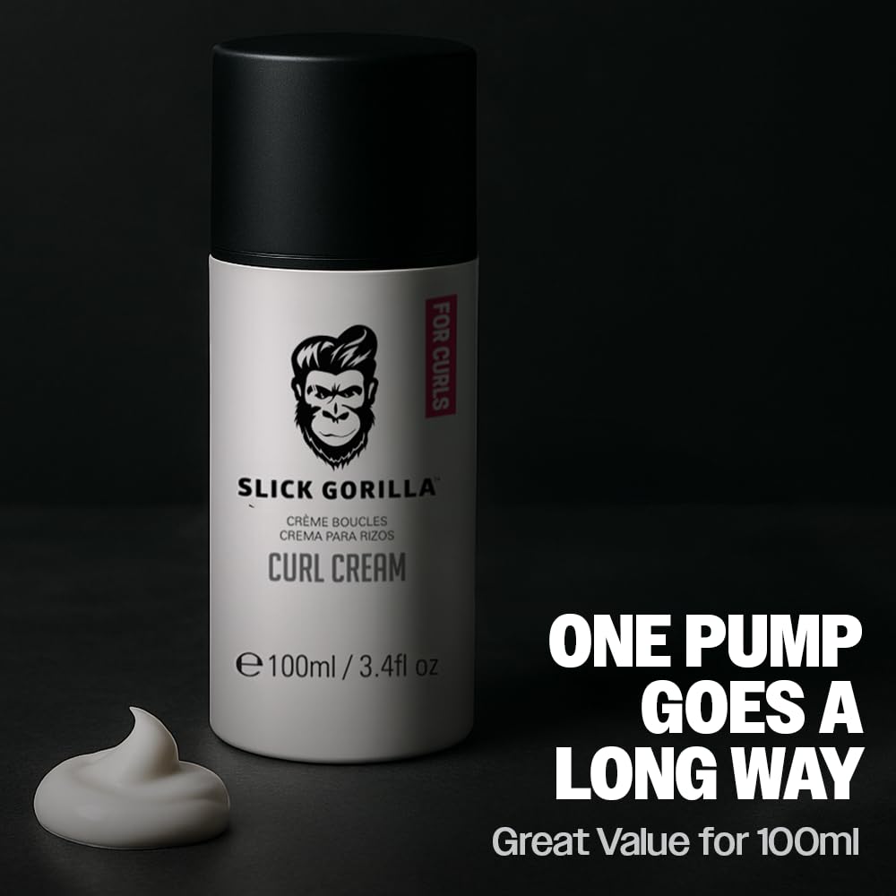 Slick Gorilla Curl Cream on curls showing lasting hold and movement