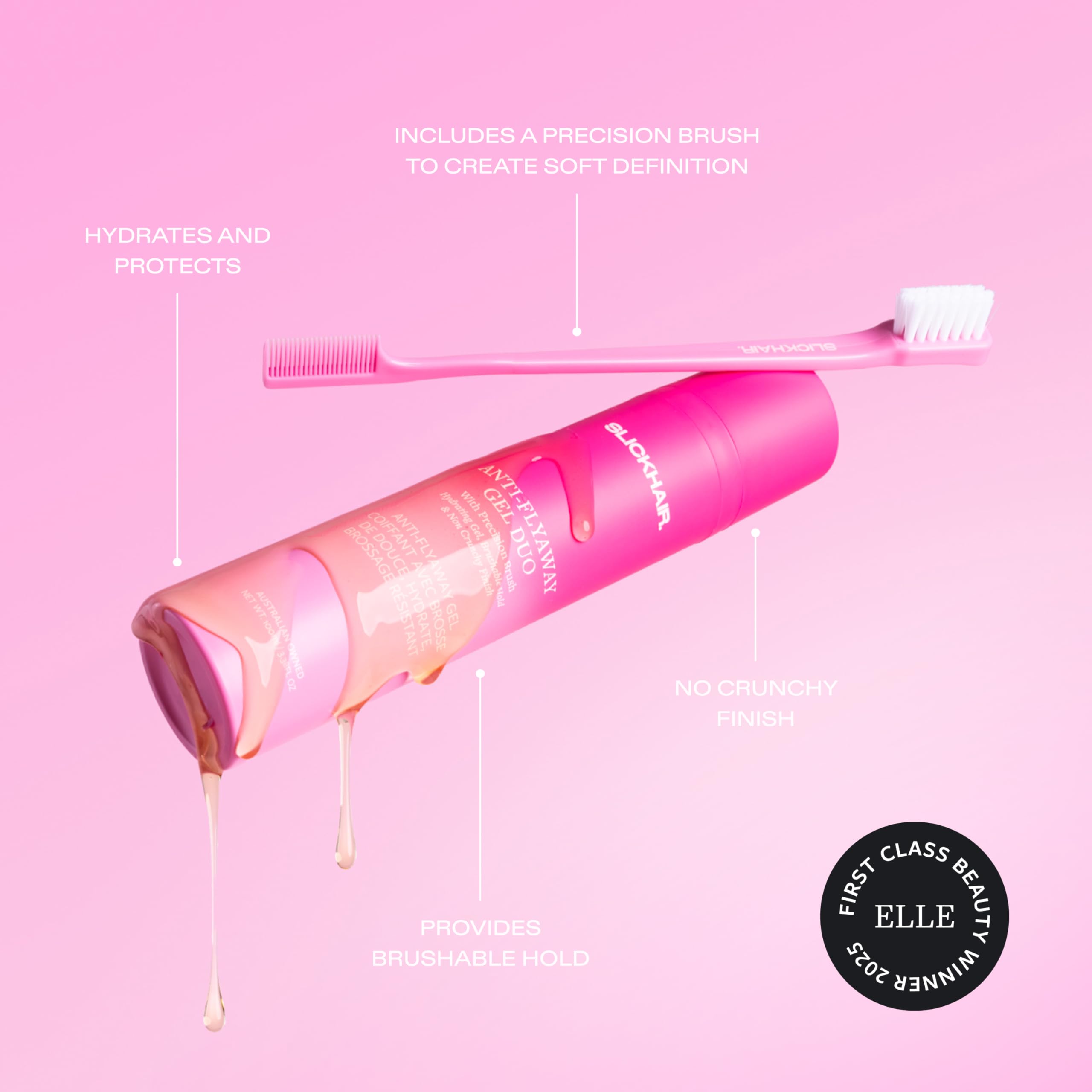 SlickHair Anti-Flyaway Duo works for all hair types, from fine to thick.