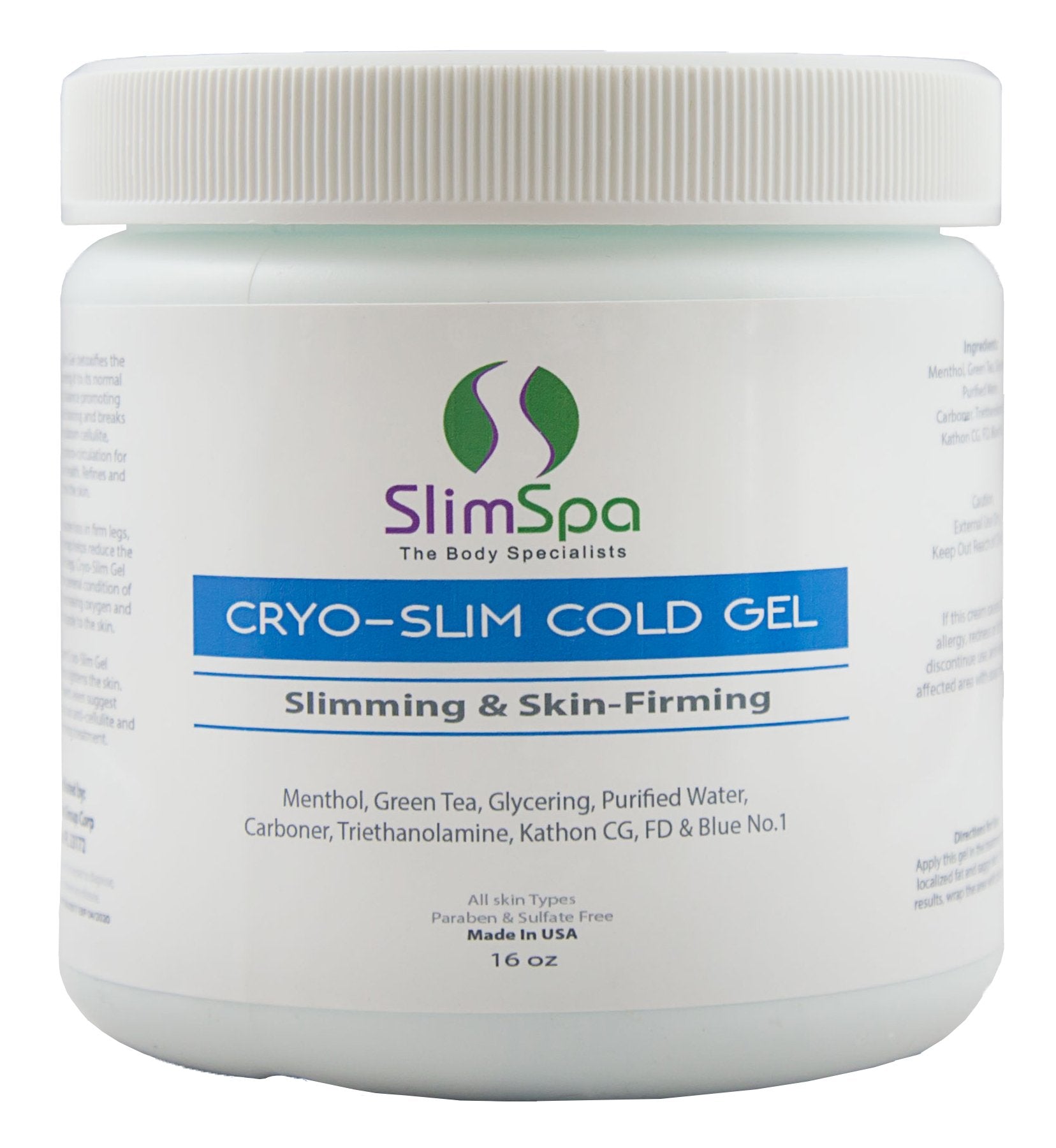 SlimSpa Cryo Gel 16 Oz with cooling gel texture for firmer-looking skin