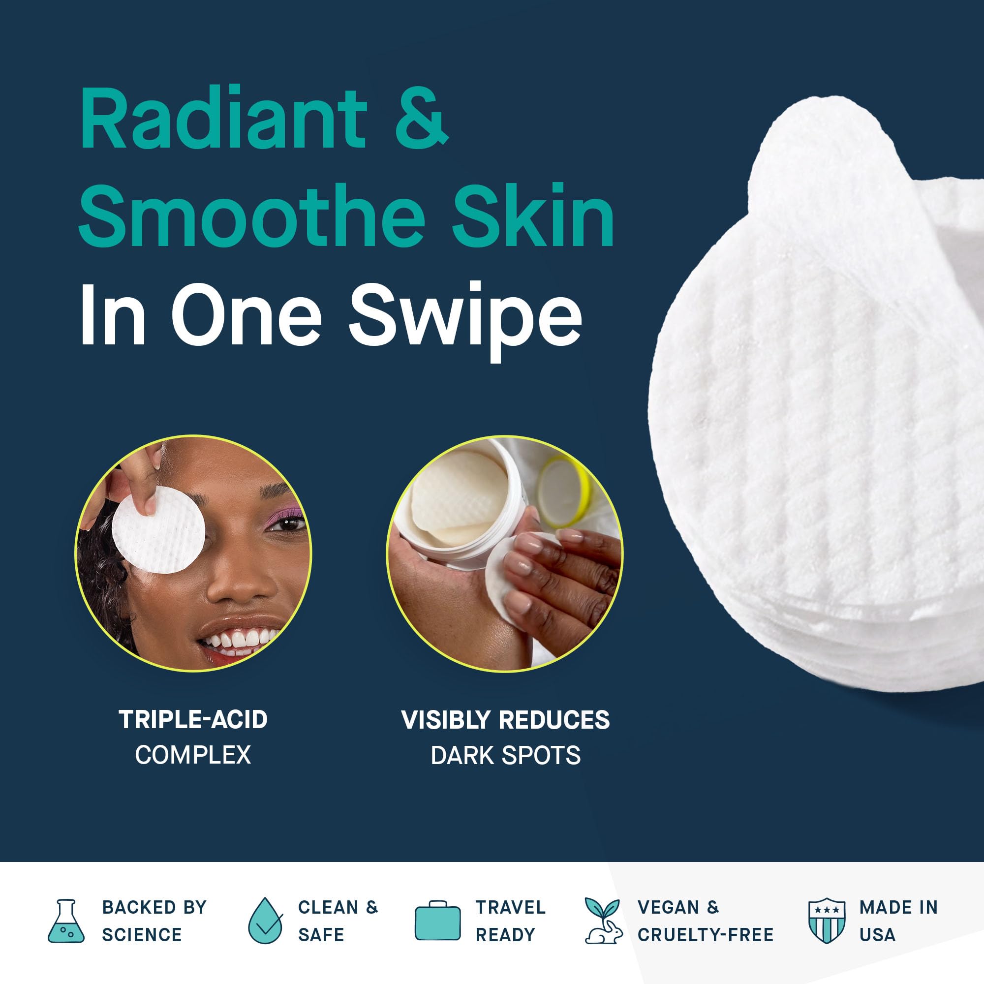 SLMD AHA BHA Toner Pads bottle with dispenser for on-the-go skincare