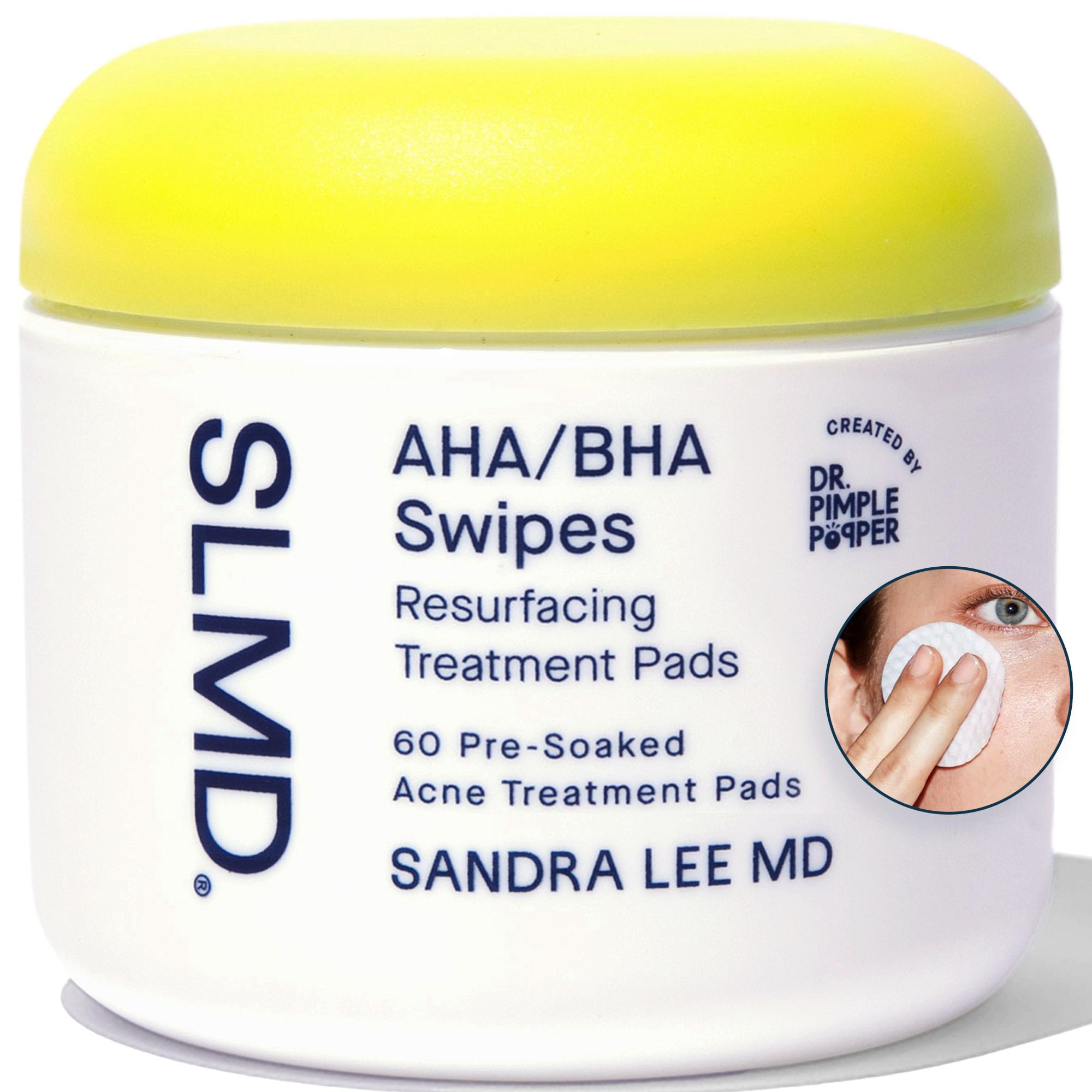 SLMD AHA BHA Toner Pads close-up showing exfoliating texture for smoother skin