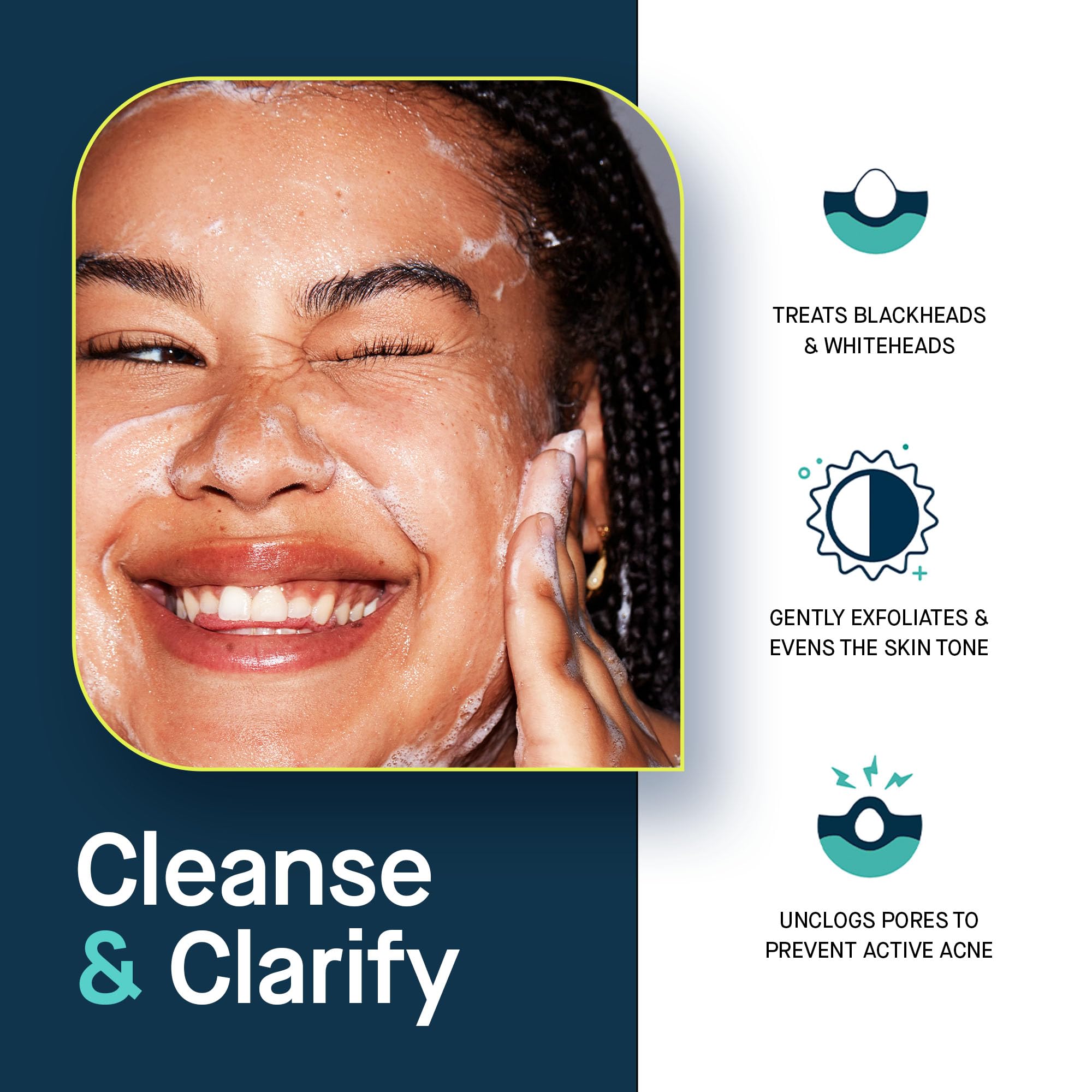 SLMD Salicylic Acid Cleanser applied on the face with gentle massage.