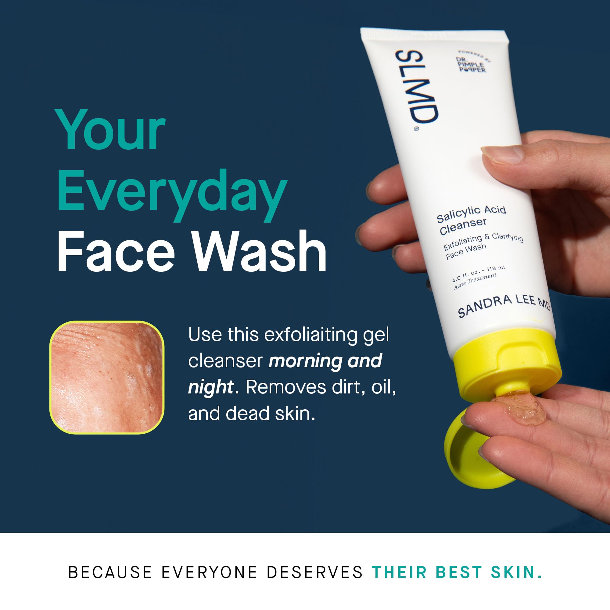 Close-up of SLMD Salicylic Acid Cleanser gel texture.