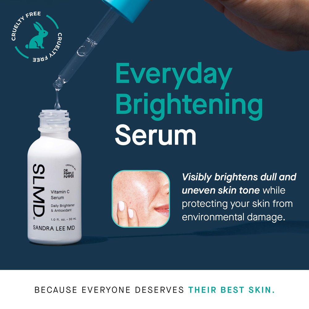 SLMD Vitamin C Serum with hyaluronic acid dropper dispensing hydration
