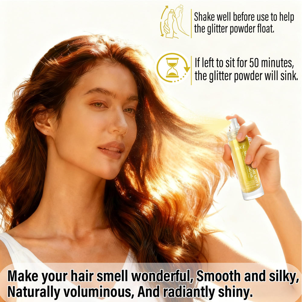 SLUJ Hair Perfume heat protection spray shields hair during styling with fragrance.