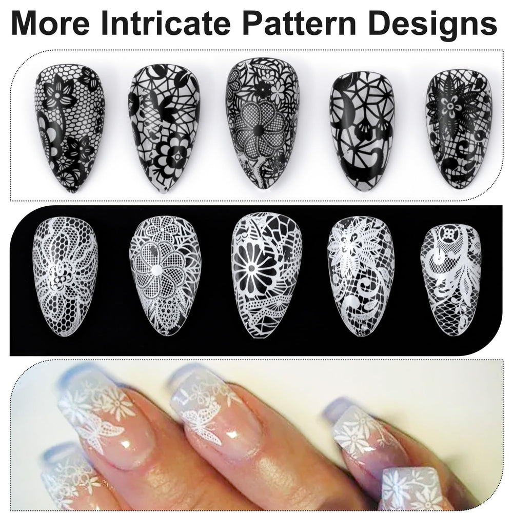 SmallCat lace design nail stickers made from safe PET material.