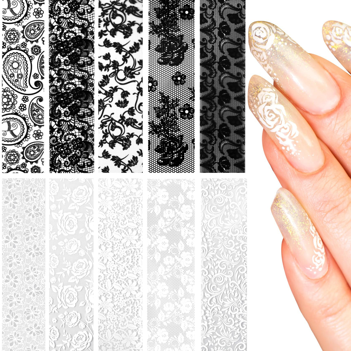 SmallCat nail transfer foil black and white pack for versatile DIY nails.