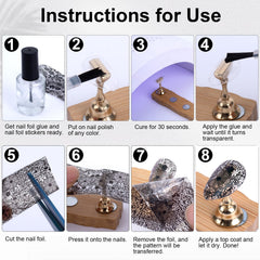 SmallCat foil applied to nails with glue for quick decoration.