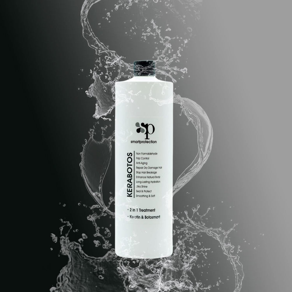 Smart Protection Kerabotos heat-activation finish illustrates heat styling to seal and smooth.