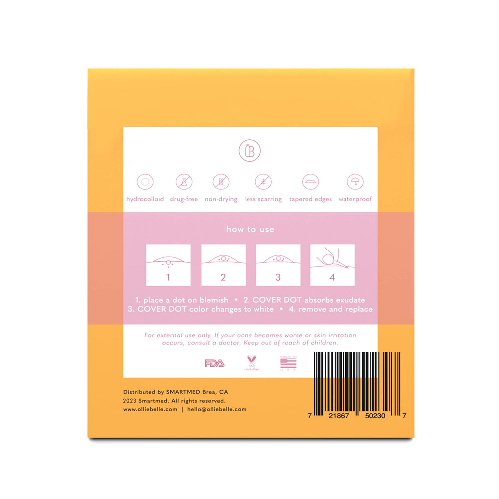 SMARTMED Cover Dot Acne Care single patch on skin demonstrates invisible coverage.