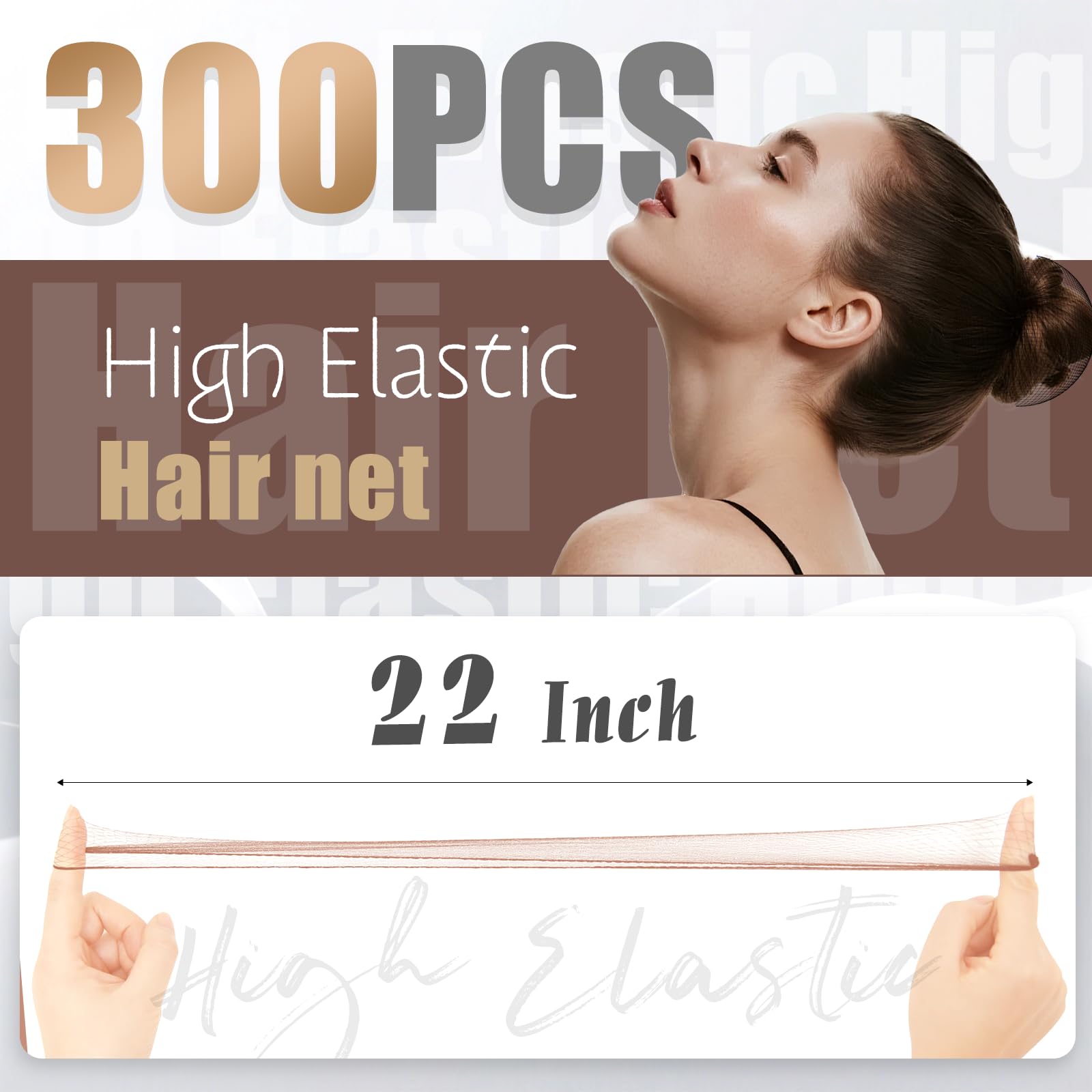 Smilco brown nylon hair net with elastic edge keeps buns in place discreetly.