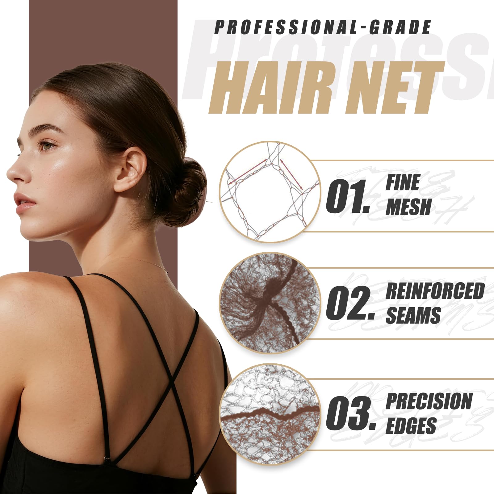 Smilco lightweight nylon mesh hair net for comfortable daily wear.