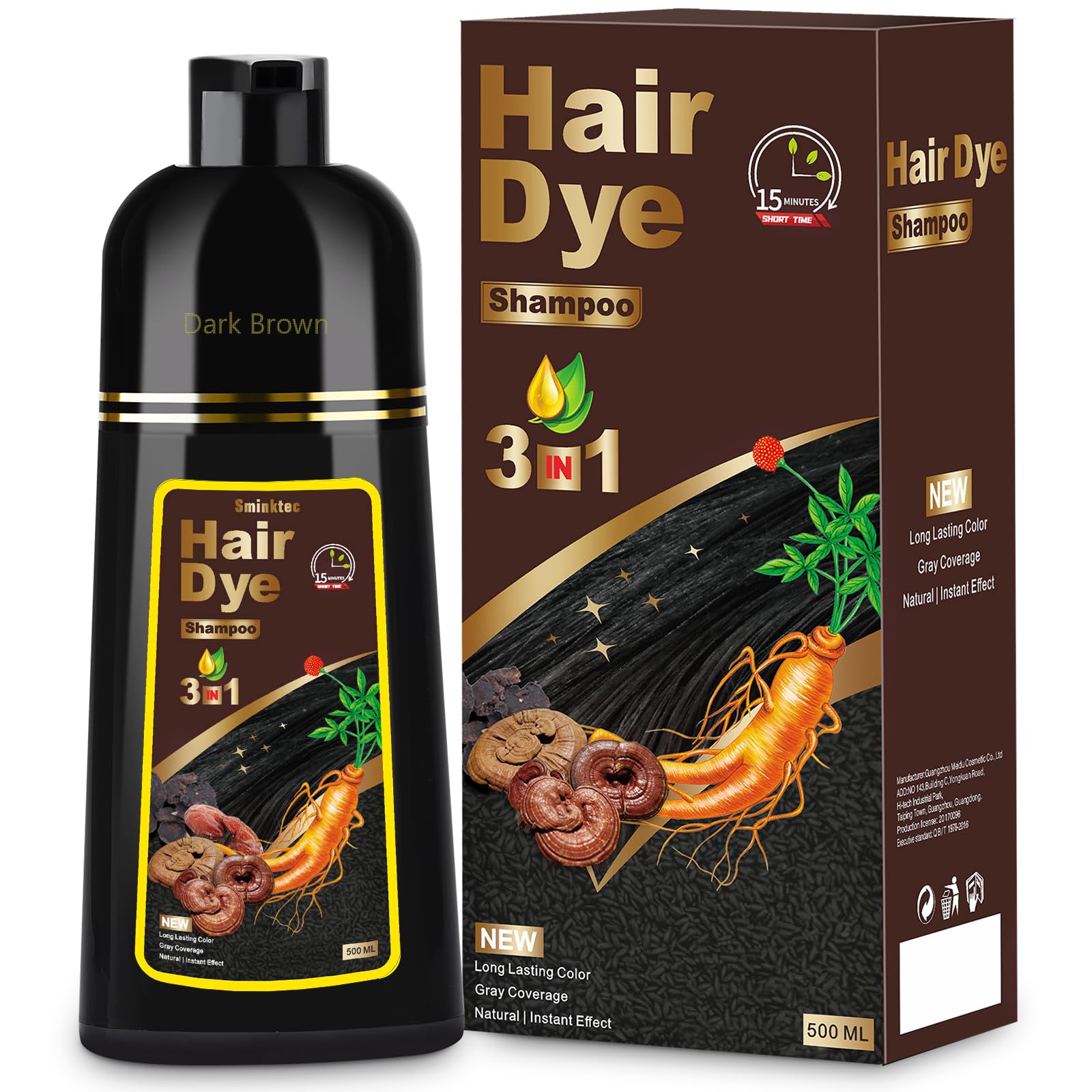Sminktec 3in1 hair dye shampoo bottle for easy at-home color and conditioning.