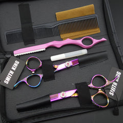 Smithking hair-thinning-scissors rose-handle provide seamless thinning for natural-looking results.