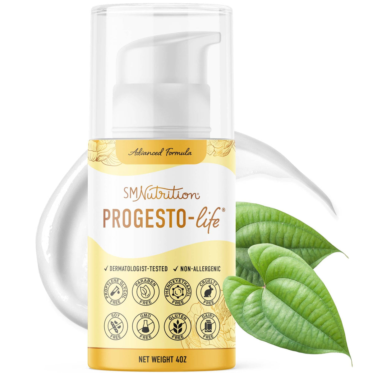 SMNutrition Advanced Progesto-Life skin cream bottle with pump for daily hydration