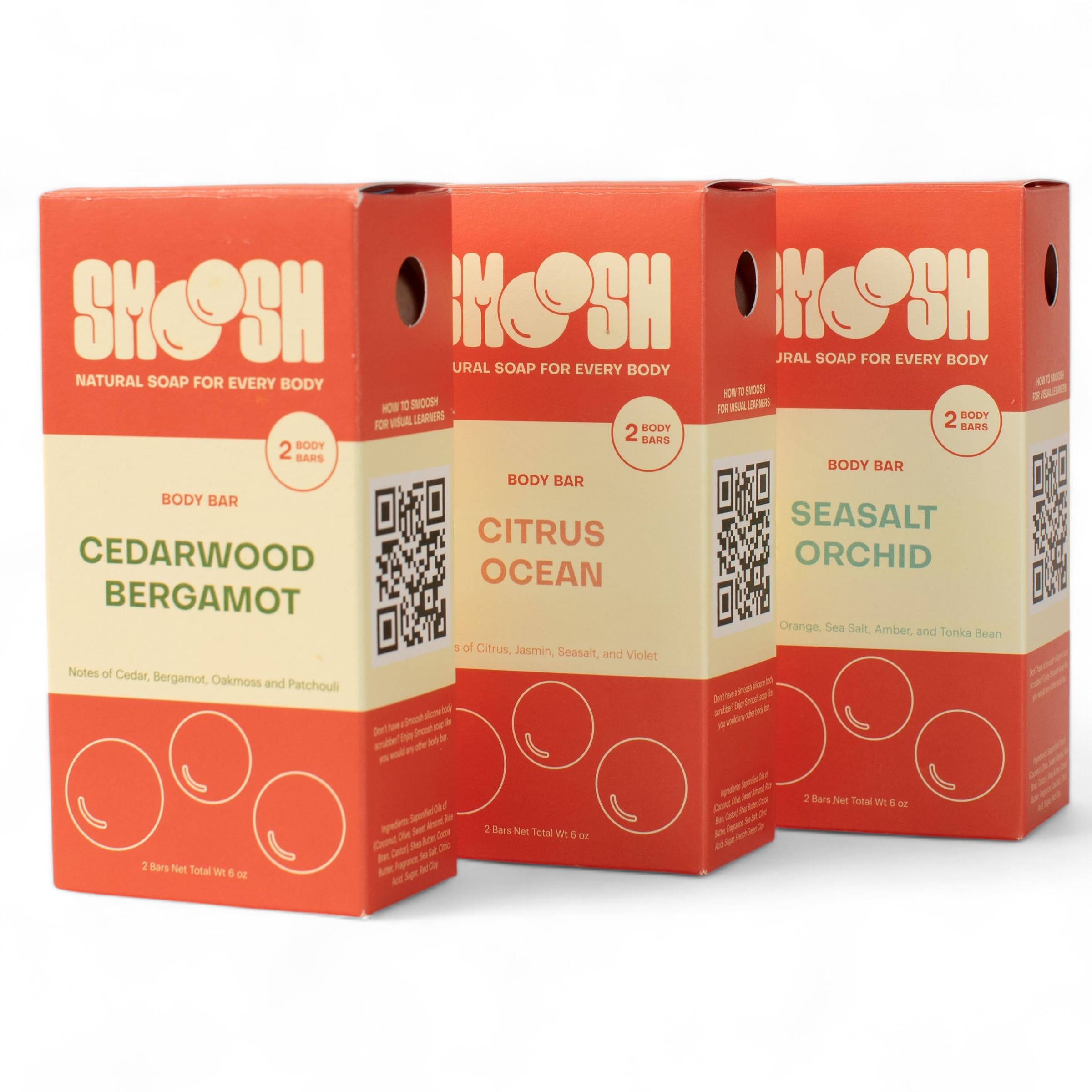 Smoosh Cedarwood Bergamot bar soap close-up highlighting earthy aroma for daily cleansing.