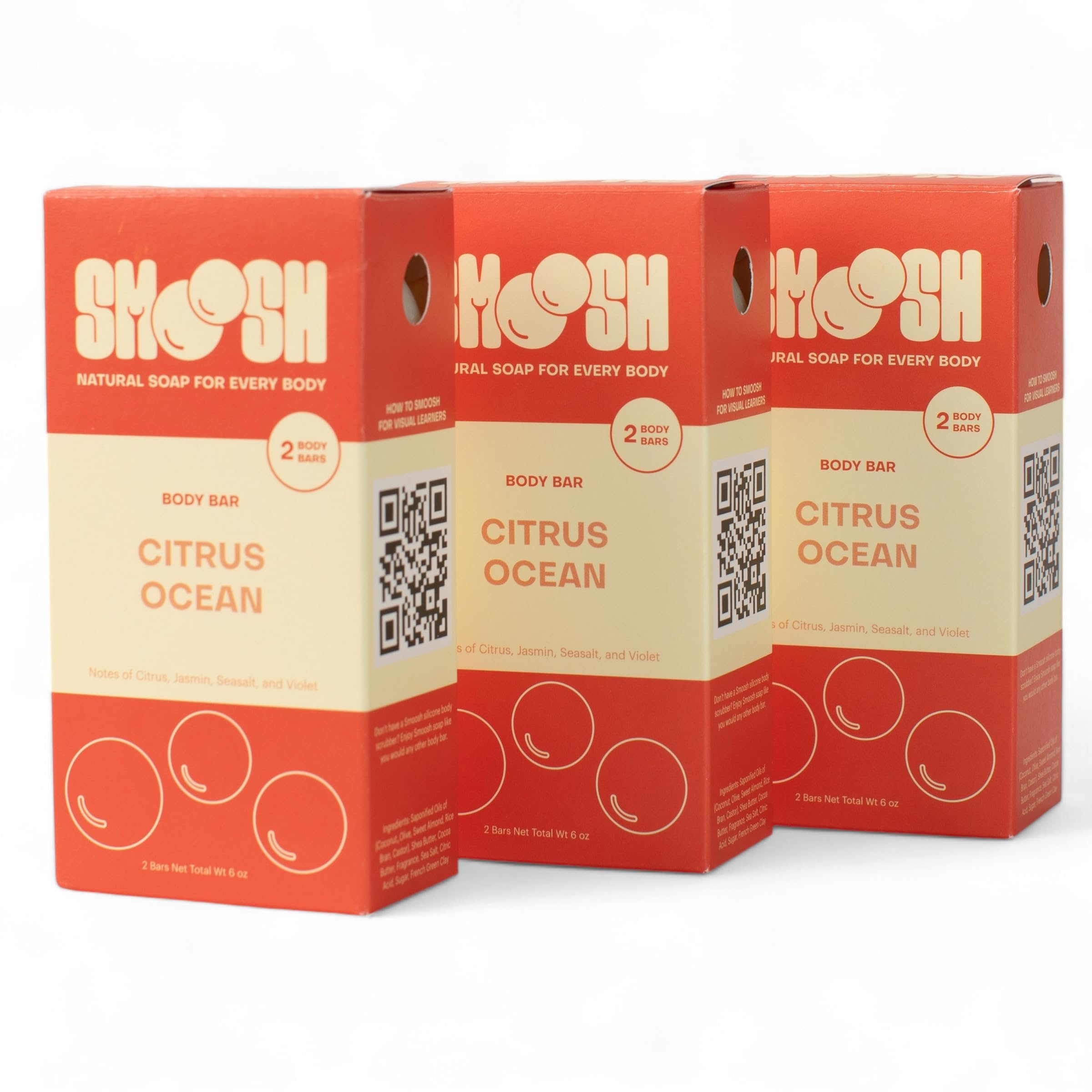 Smoosh Citrus Ocean bar soap pack with natural ingredients for all skin types.