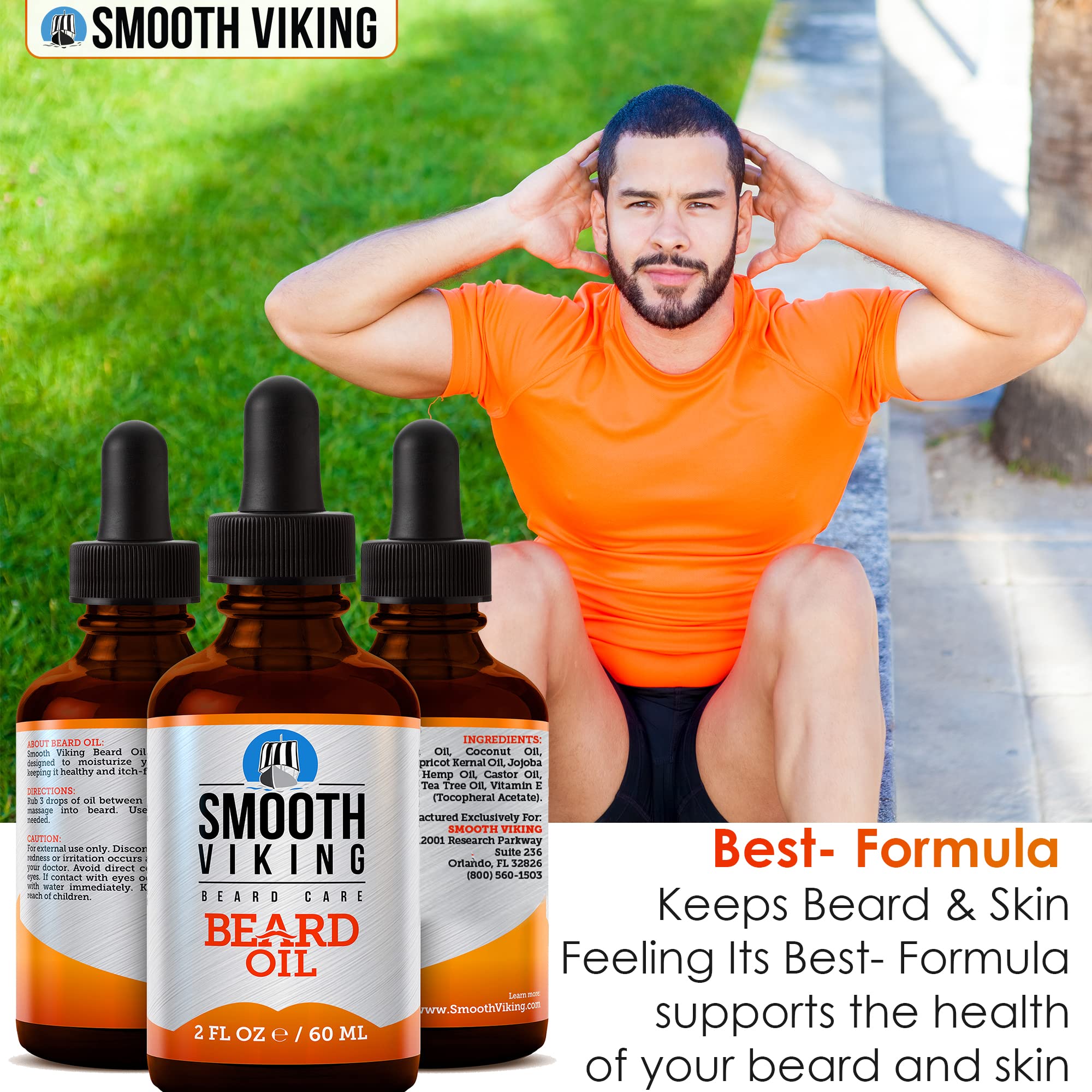 Smooth Viking Beard Oil cap and bottle shown for daily care.