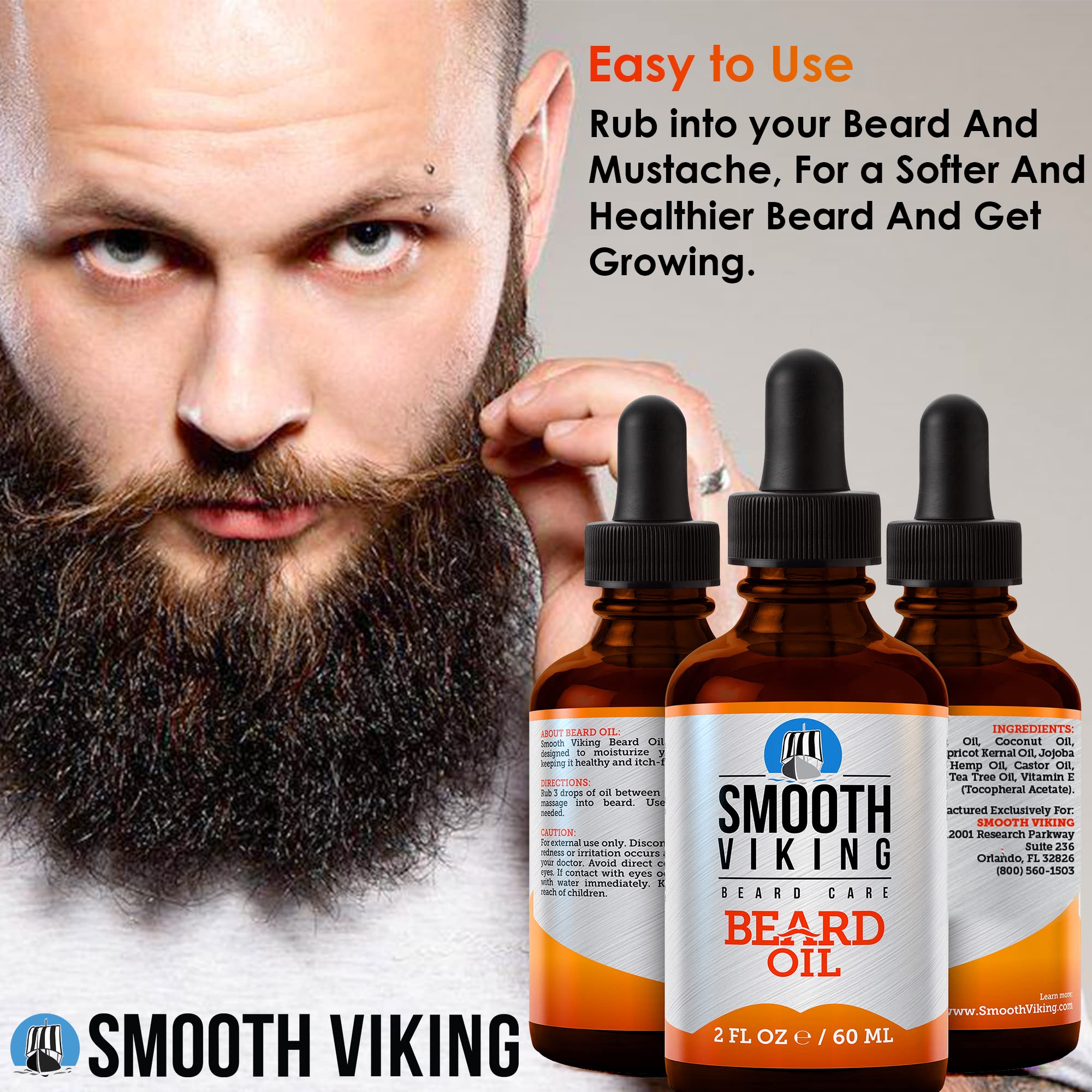 Smooth Viking Beard Oil on wooden surface for daily grooming.