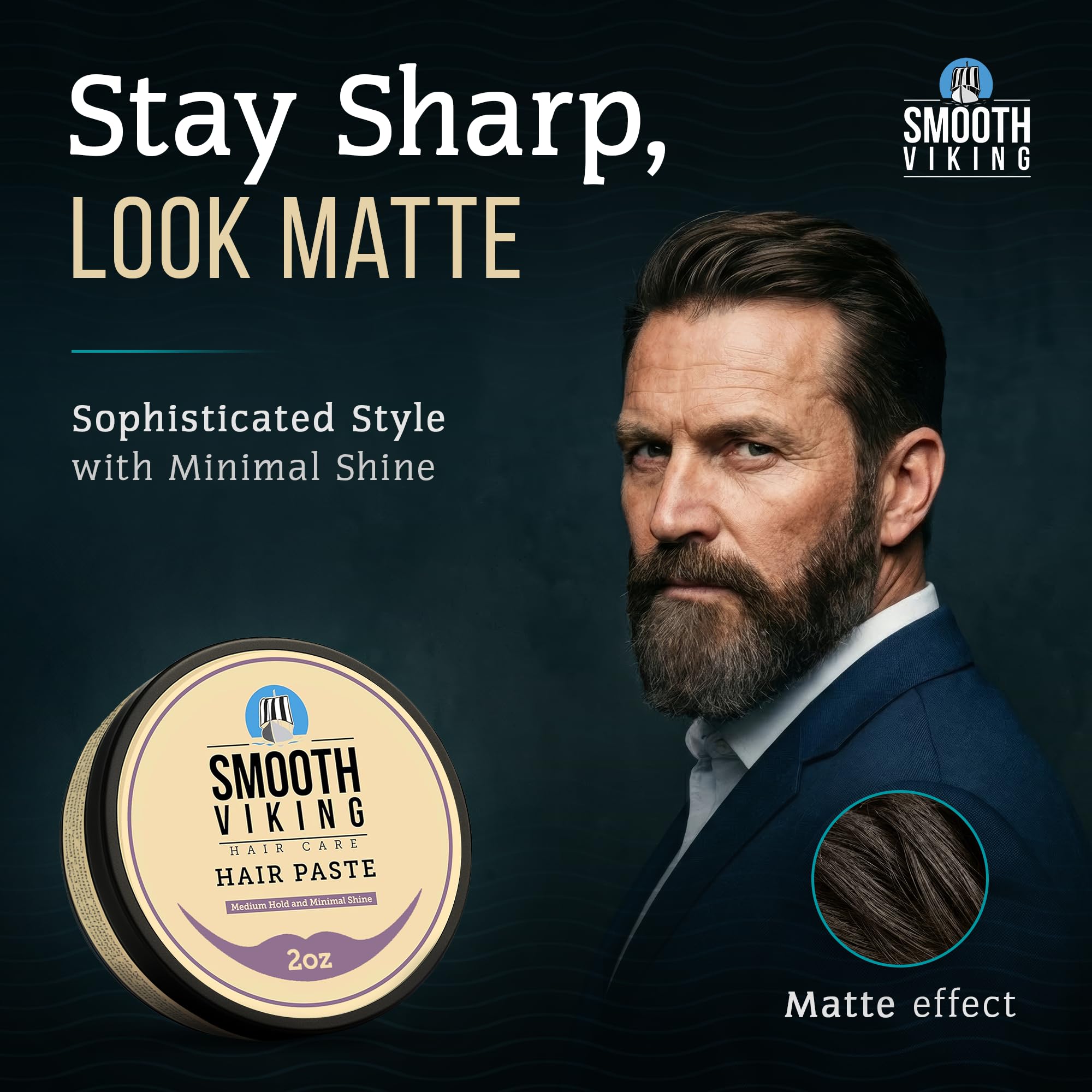 Smooth Viking Hair Paste textured style demonstrates flexible hold for daily looks.