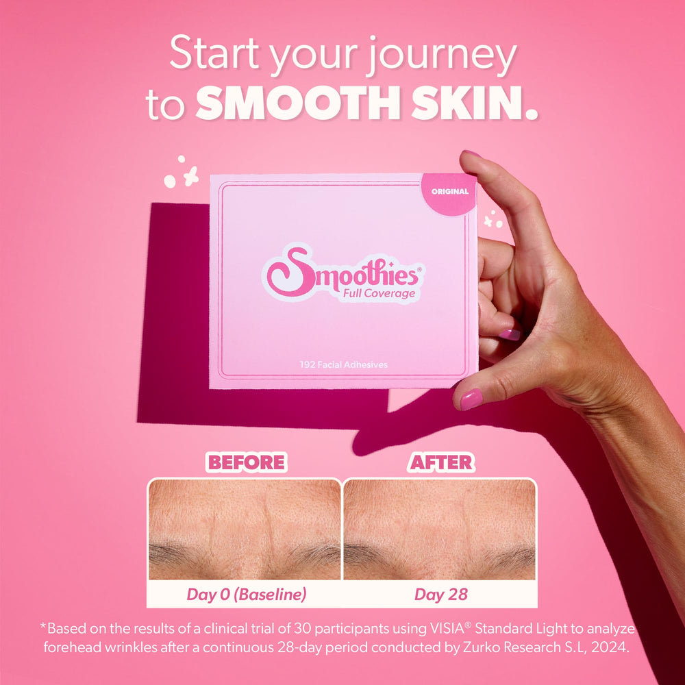 Smoothies patches worn overnight keep skin flat and calm through the night.