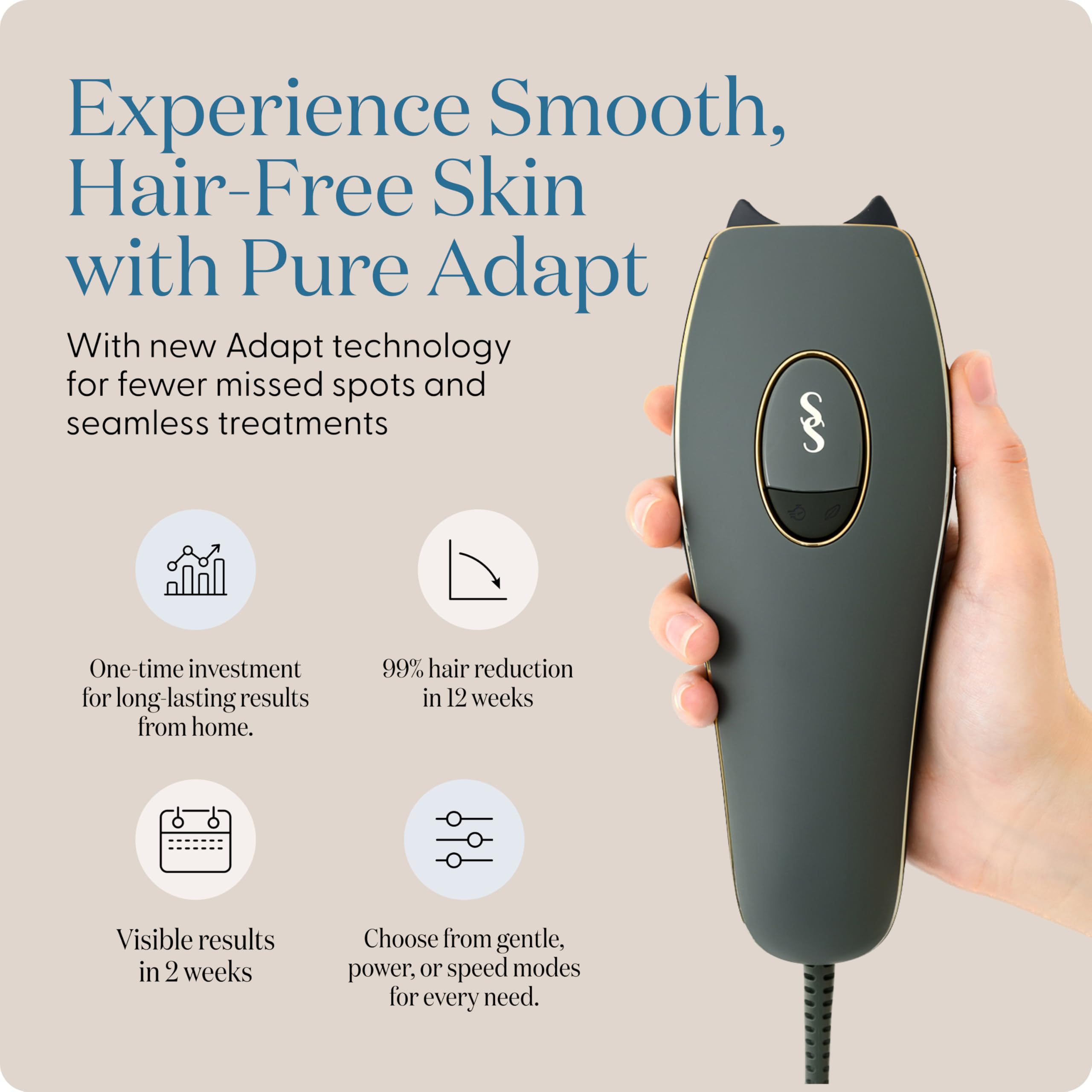 SmoothSkin Pure Adapt Green IPL device during a full-body treatment session