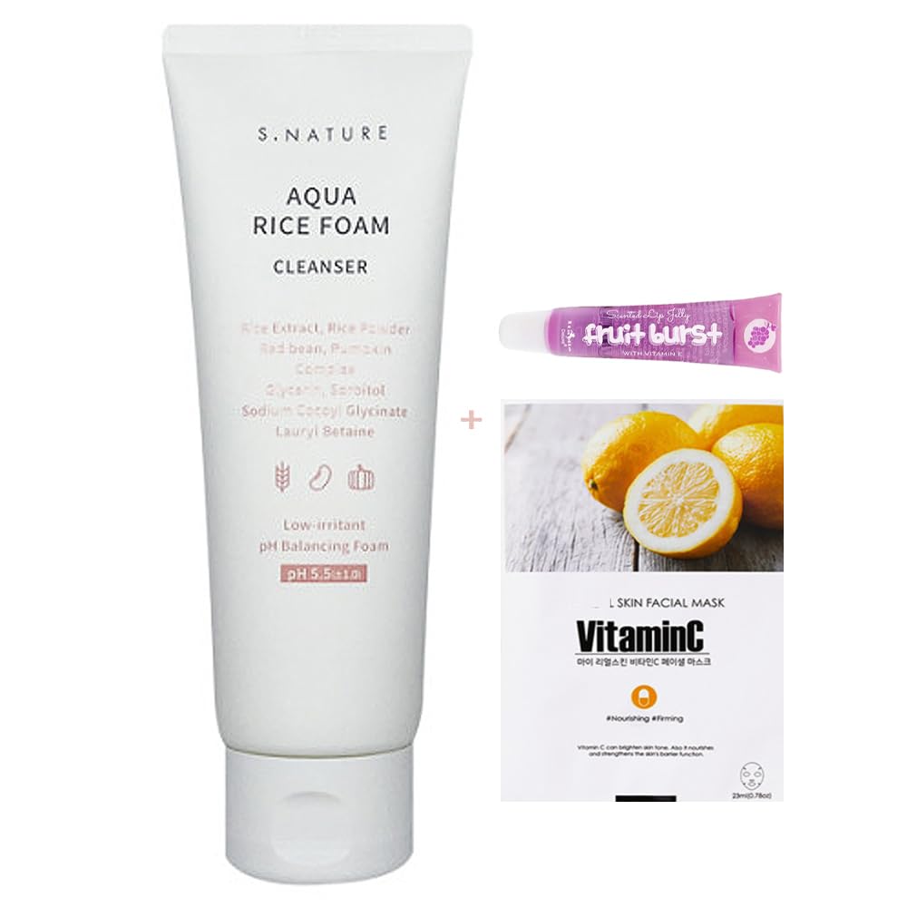 S.NATURE Aqua Rice Foam Cleanser bottle close-up for gentle daily cleansing