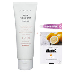 S.NATURE Aqua Rice Foam Cleanser bottle close-up for gentle daily cleansing