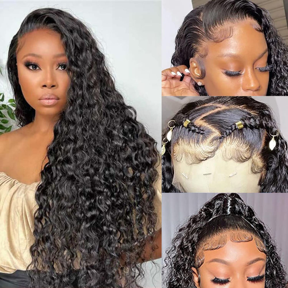 SNJON 13x6 lace-front wig pre-plucked with baby hairs for realism.