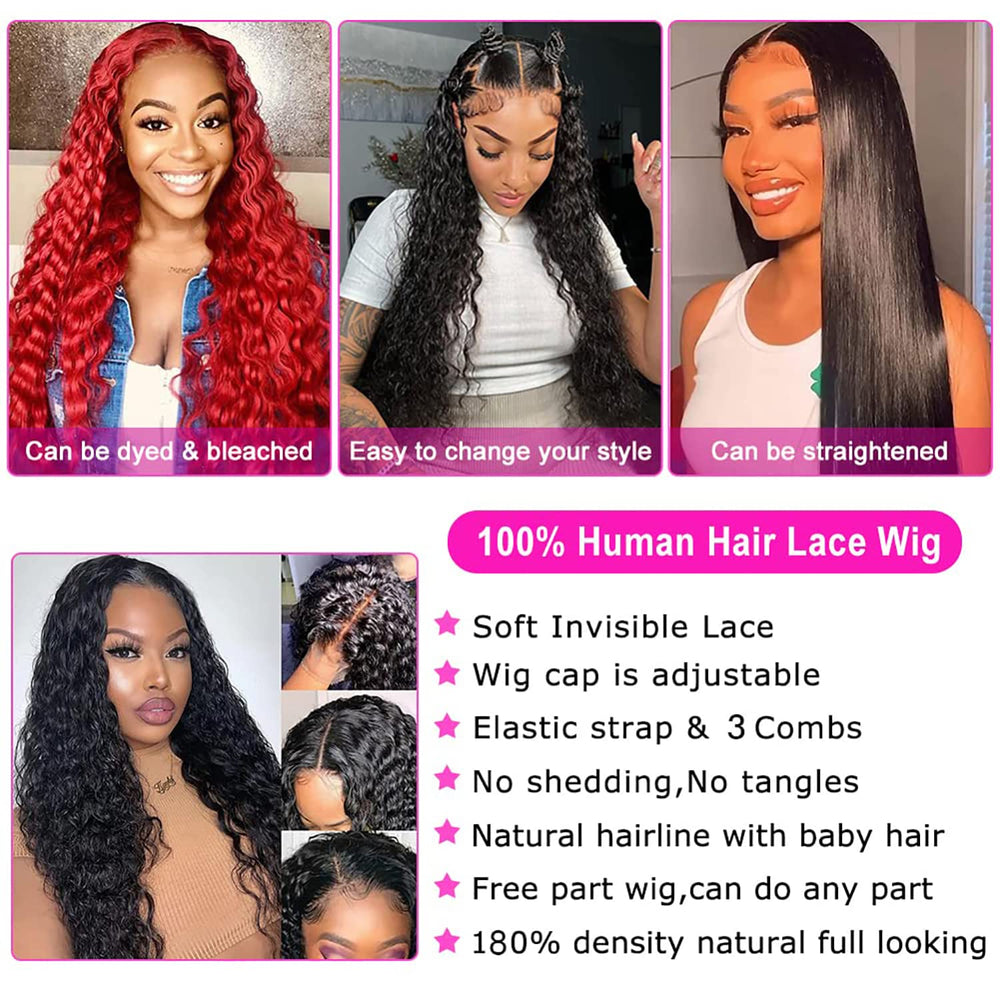 SNJON Water wave wig offers middle or side part versatility.
