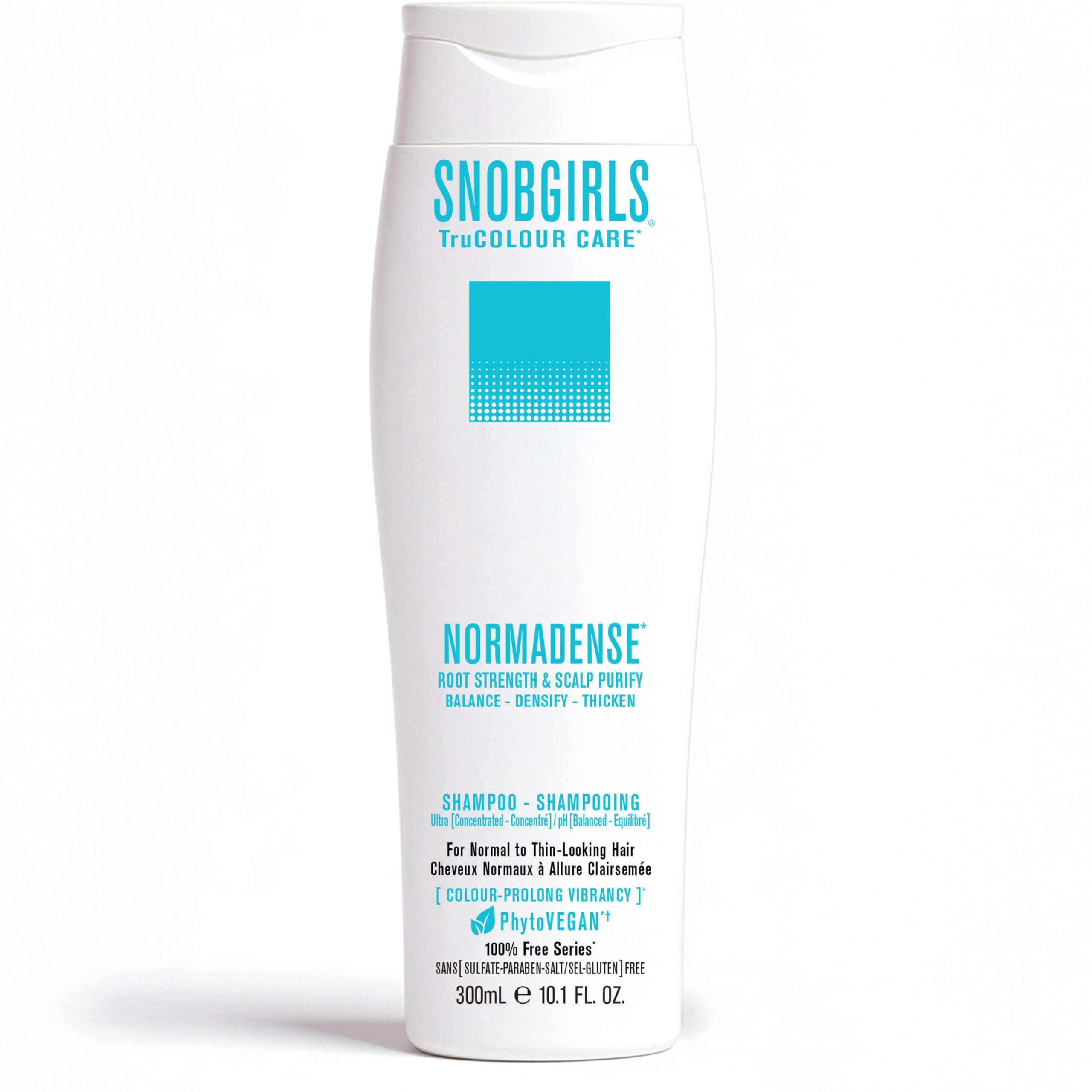 SNOB GIRLS Normadense 2 bottle pour demonstrates volumizing effect for fine hair.